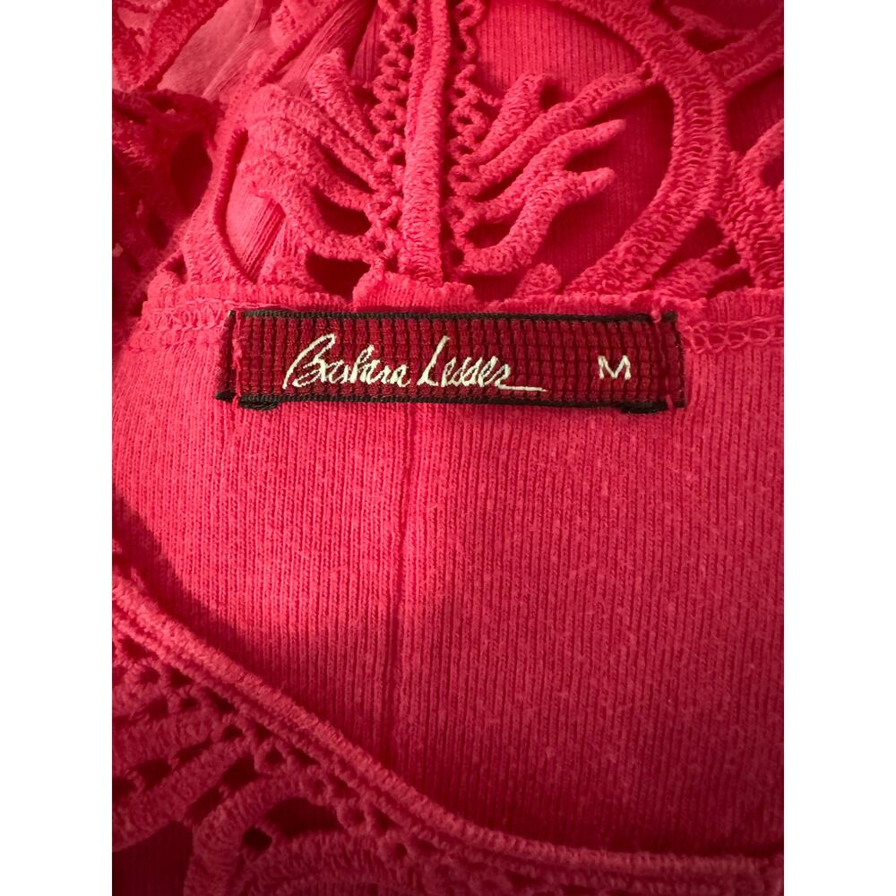 Barbara Lesser | Crochet Top Pink Cotton Sundress | Size Medium - Picture 11 of 12